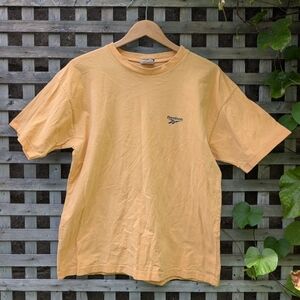 Y2K Vintage Reebok T-shirt Adult Medium Yellow Double Sided Graphic Print Logo